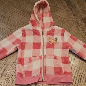Pink and White Checkered Kids Hoodie Size 4T